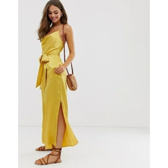 MOON River Metallic Gold Cowl Neck Jumpsuit size 4 - Picture 2 of 5